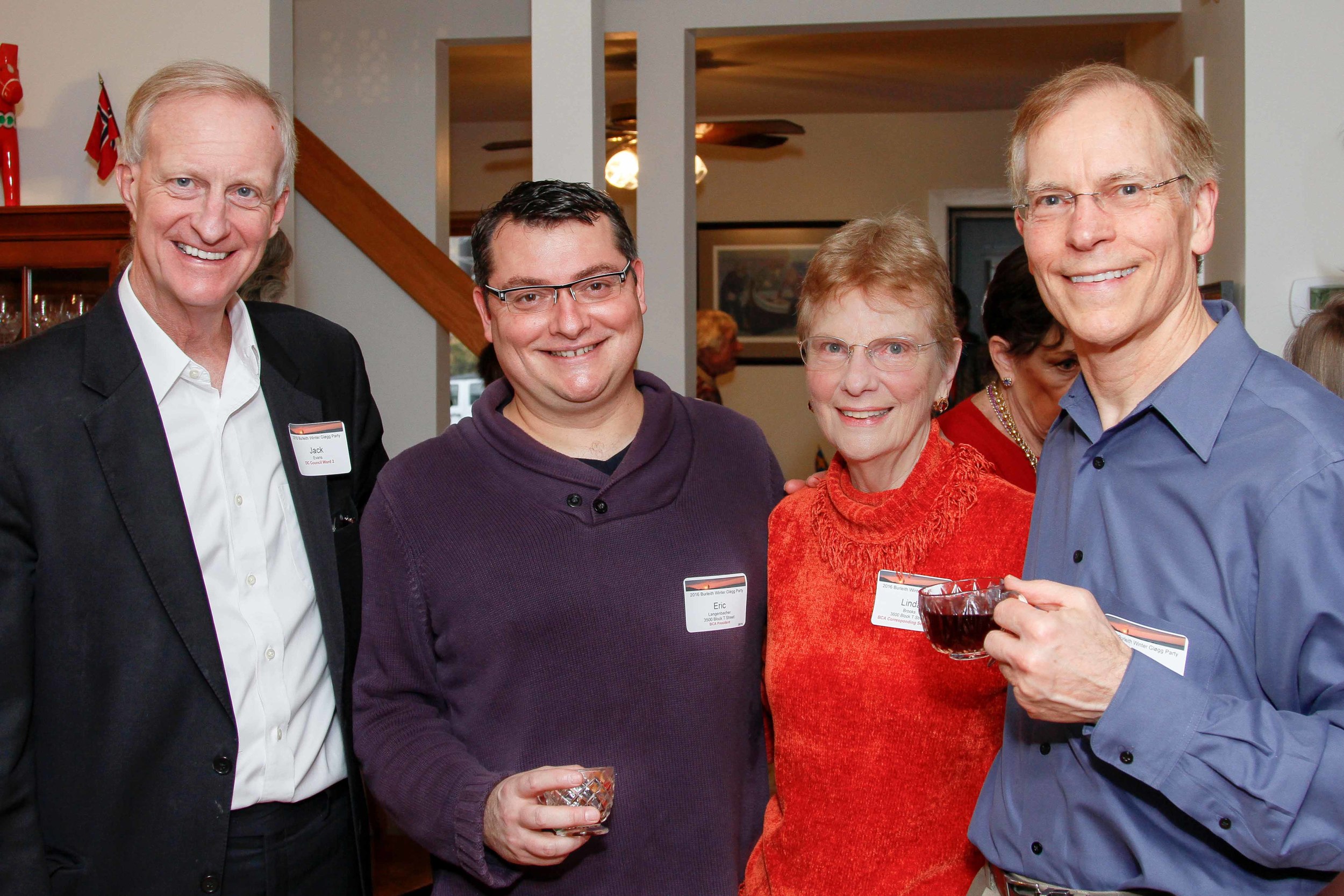 Ward 2 councilmember Jack Evans, BCA president Eric Langenbacher, and Hosts Linda Brooks and Ross Schipper. photo by alex Frederick.
