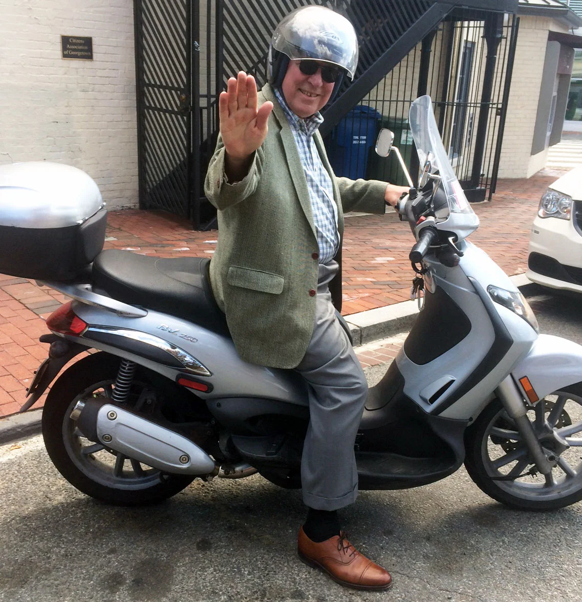 local stalwart Bob vom eigen and his motorbike are a well-known sight around town.