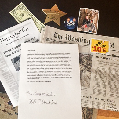 some of the items max placed in the time capsule.