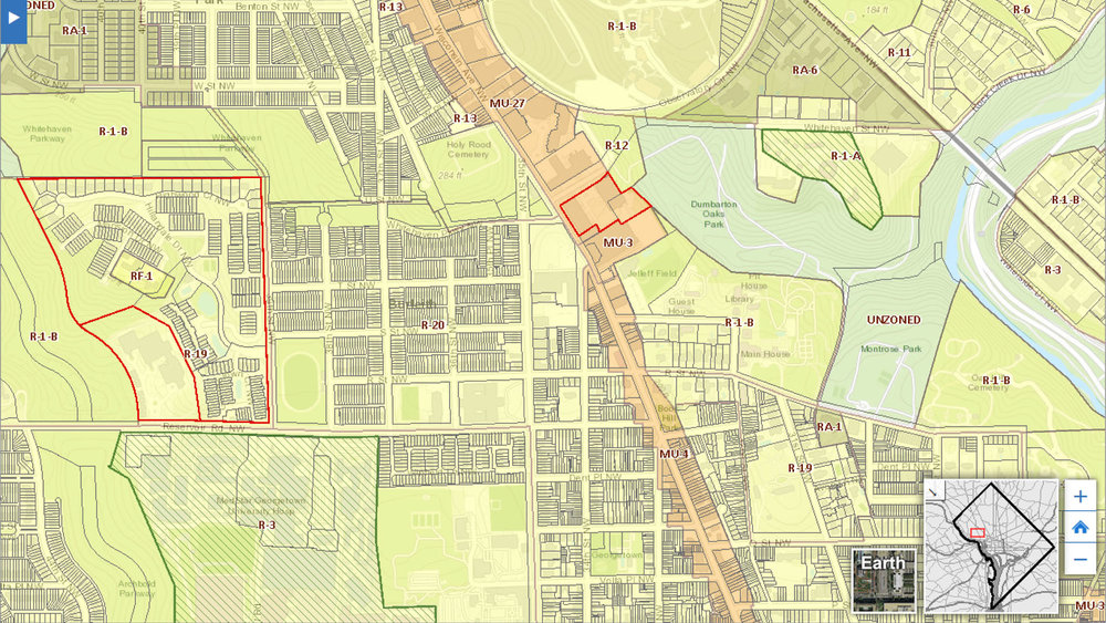 Detail of 2016 Interactive DC Zoning Map from DC Office of Zoning .