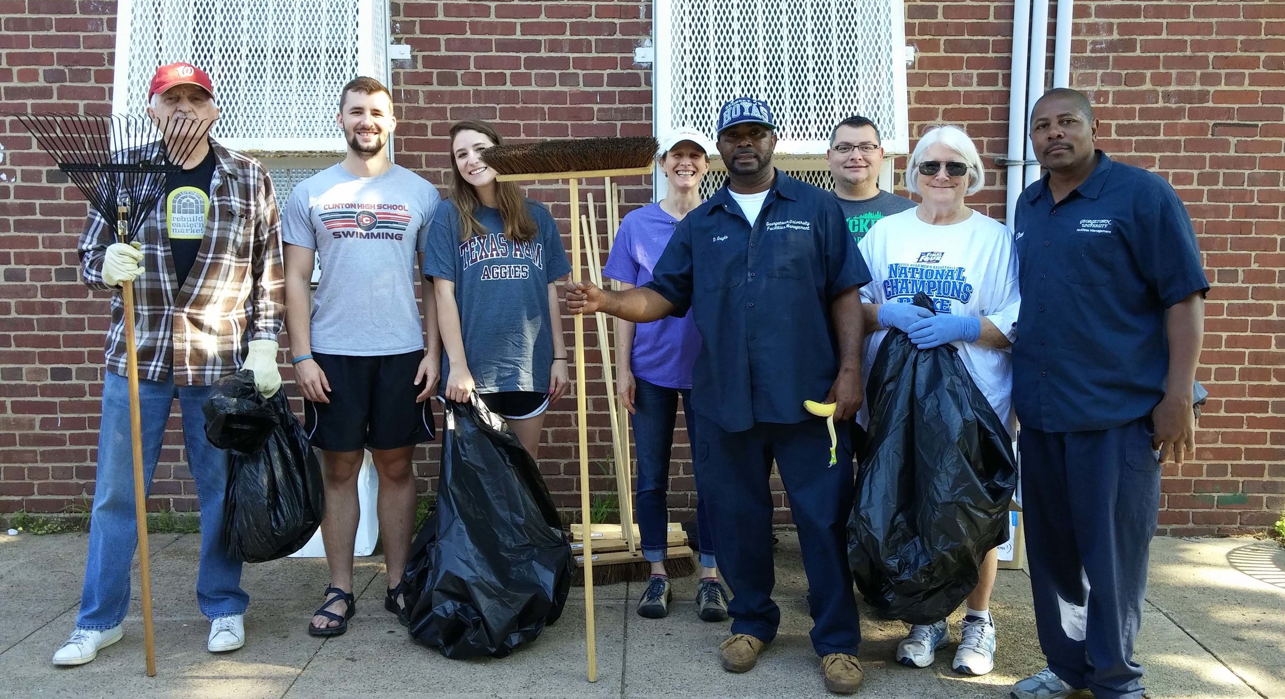 Neighbors and GU staff report for duty at the spring 2017 clean-up.