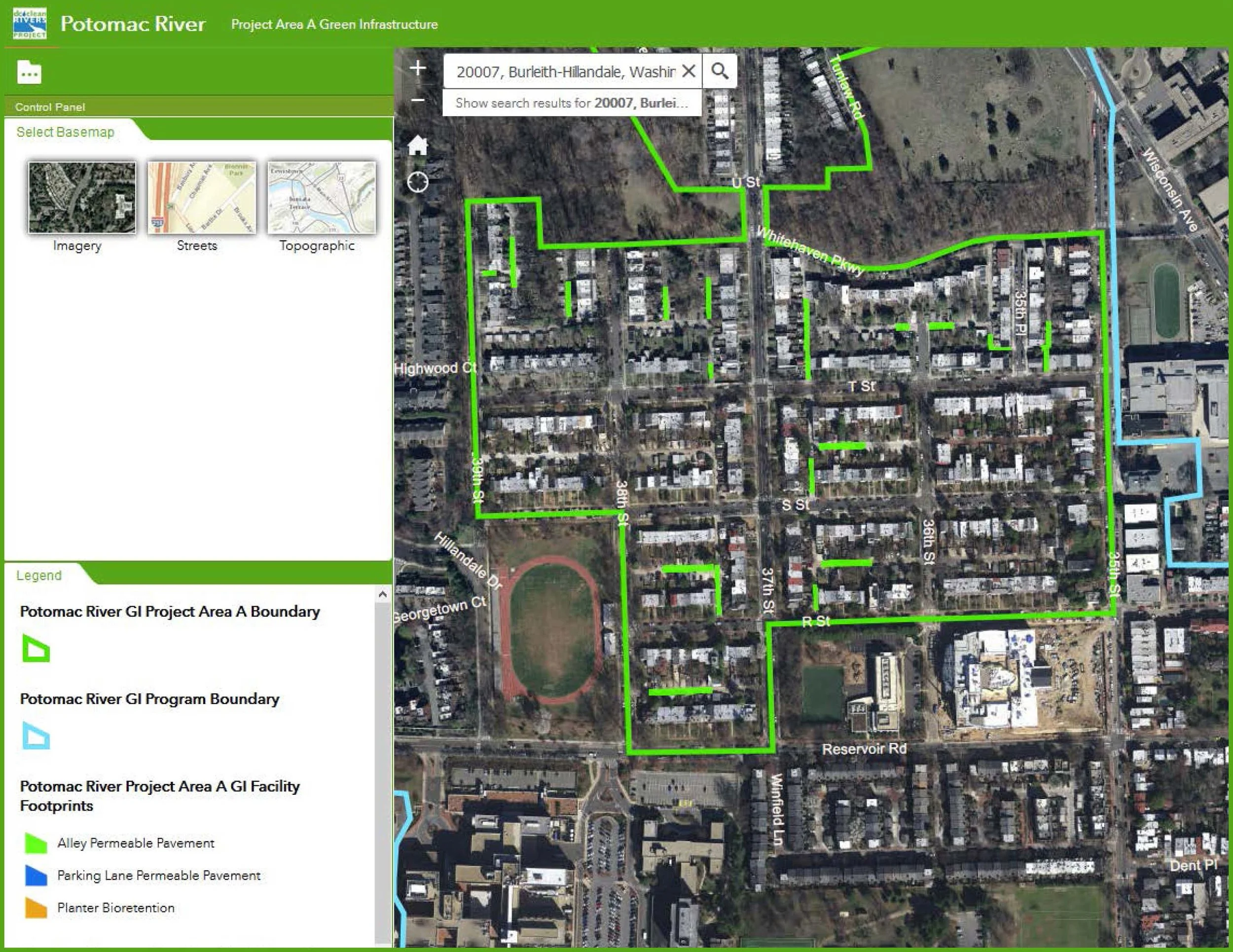 Screen shot of interactive map on the project website ’s homepage.