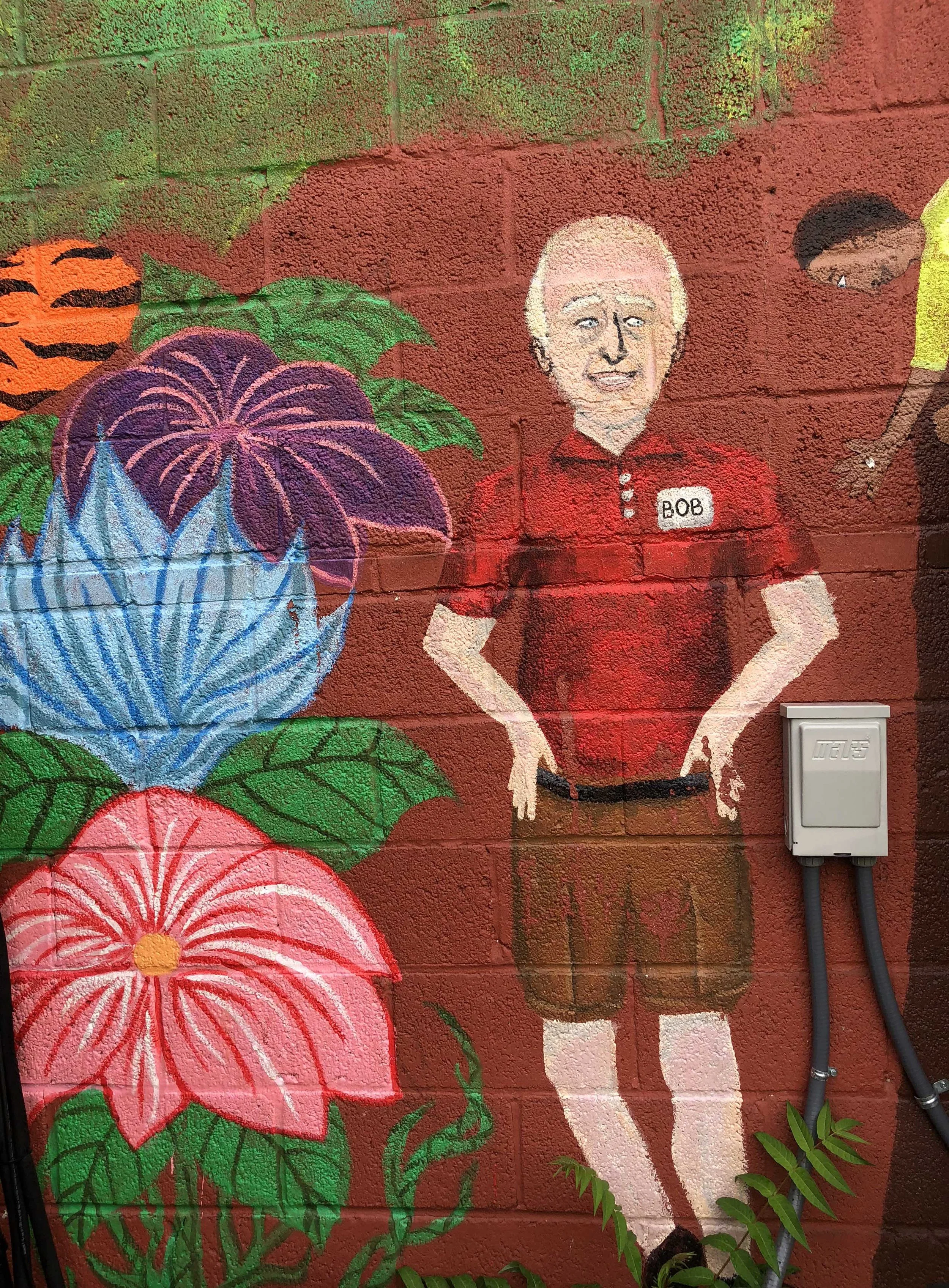 detail of Mural showing site manager Bob Stowers.