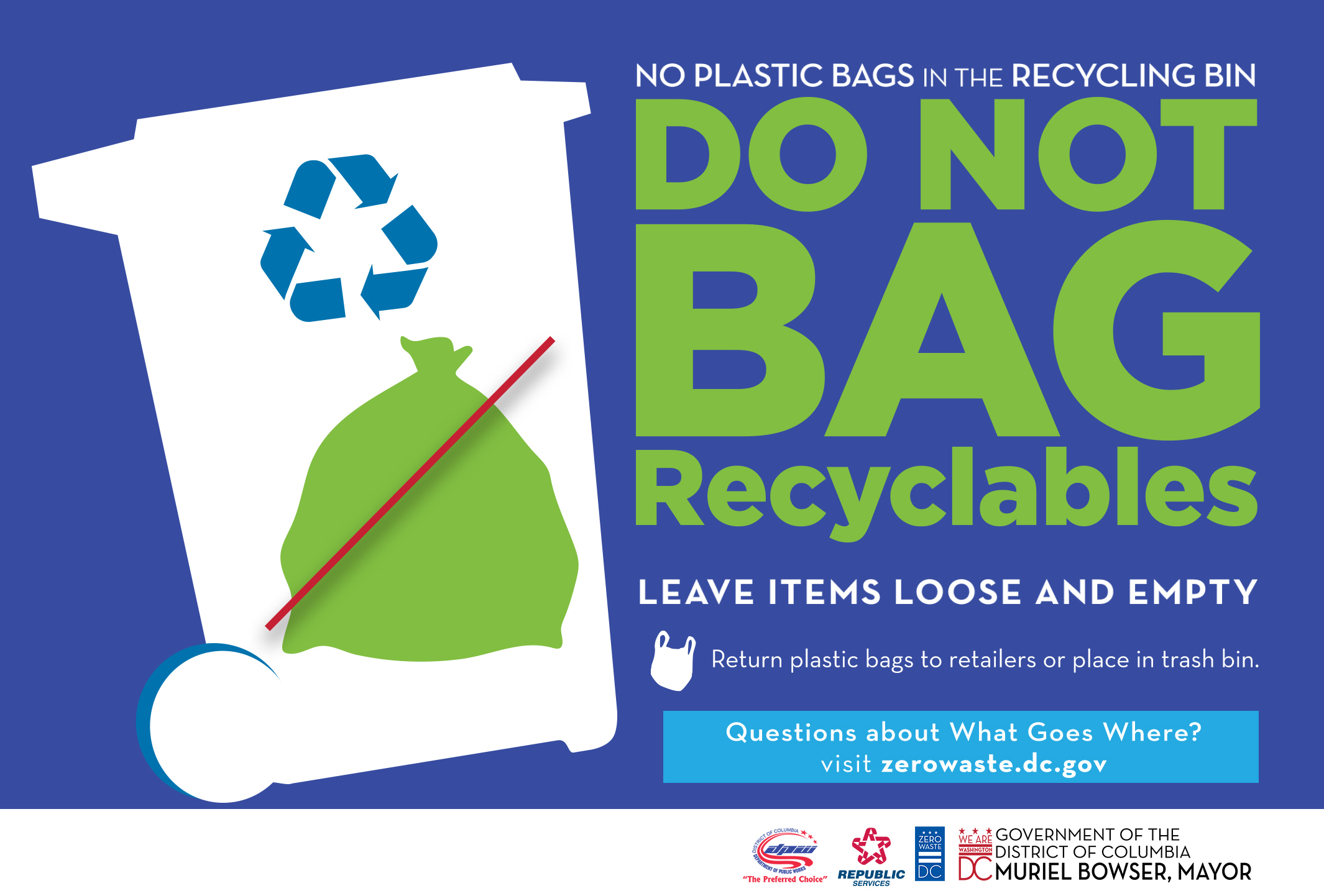 Drop off plastic bags + plastic film at Safeway. There are bins inside the Wisconsin Avenue and parking deck entrances.
