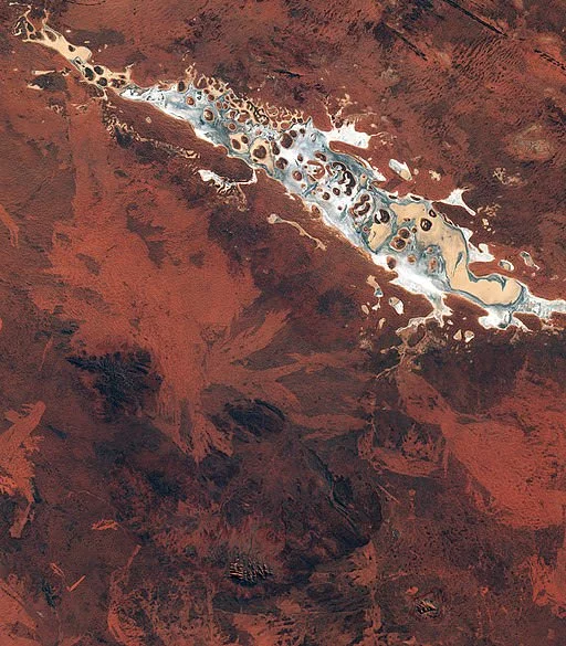 Satellite photo of Lake Amadeus, near our place. European Space Agency photo.