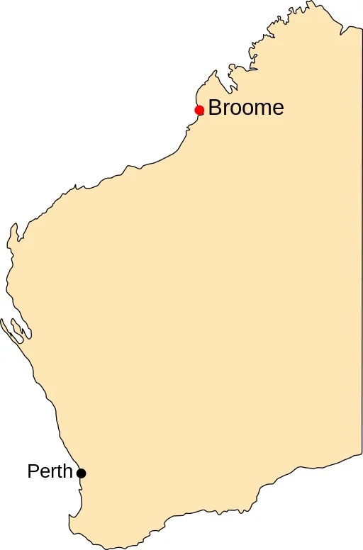 Indicative map: Broome's position relative to the state capital. Map by Mark .
