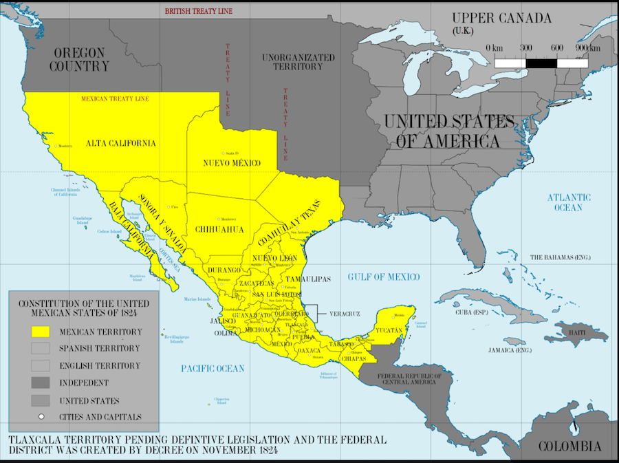 Mexico in 1824 (equirectangular projection) by Gigette.