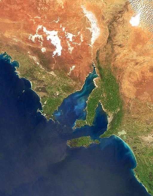 The Spencer Gulf is the huge inlet on the left of the photo. This NASA image shows part of the area our flight covered. The city of Adelaide is the beige area on the east (right) side of the map on the smaller Gulf St Vincent. Notice the salt lakes to the north.