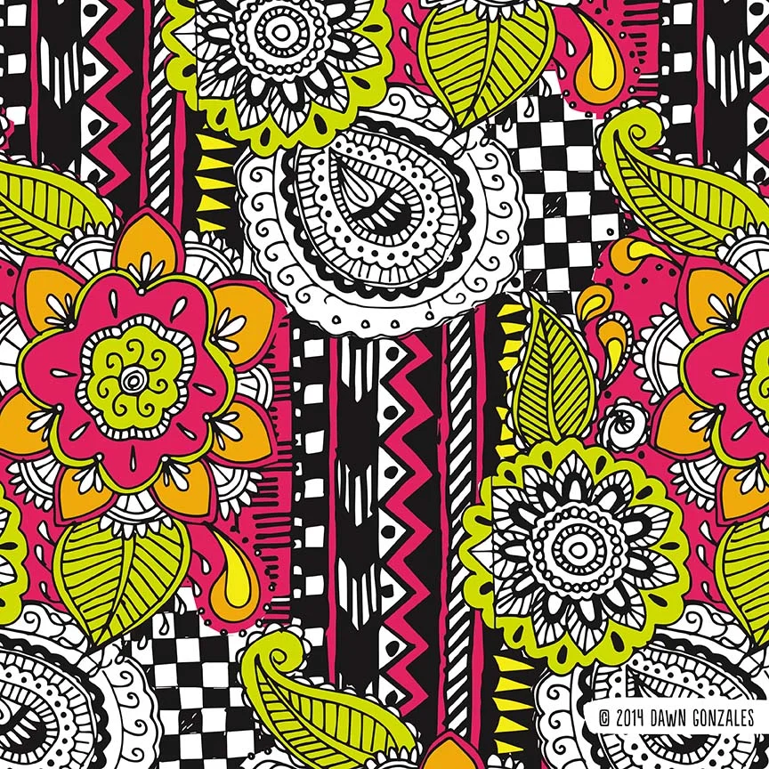 Graphic Zentangle Floral