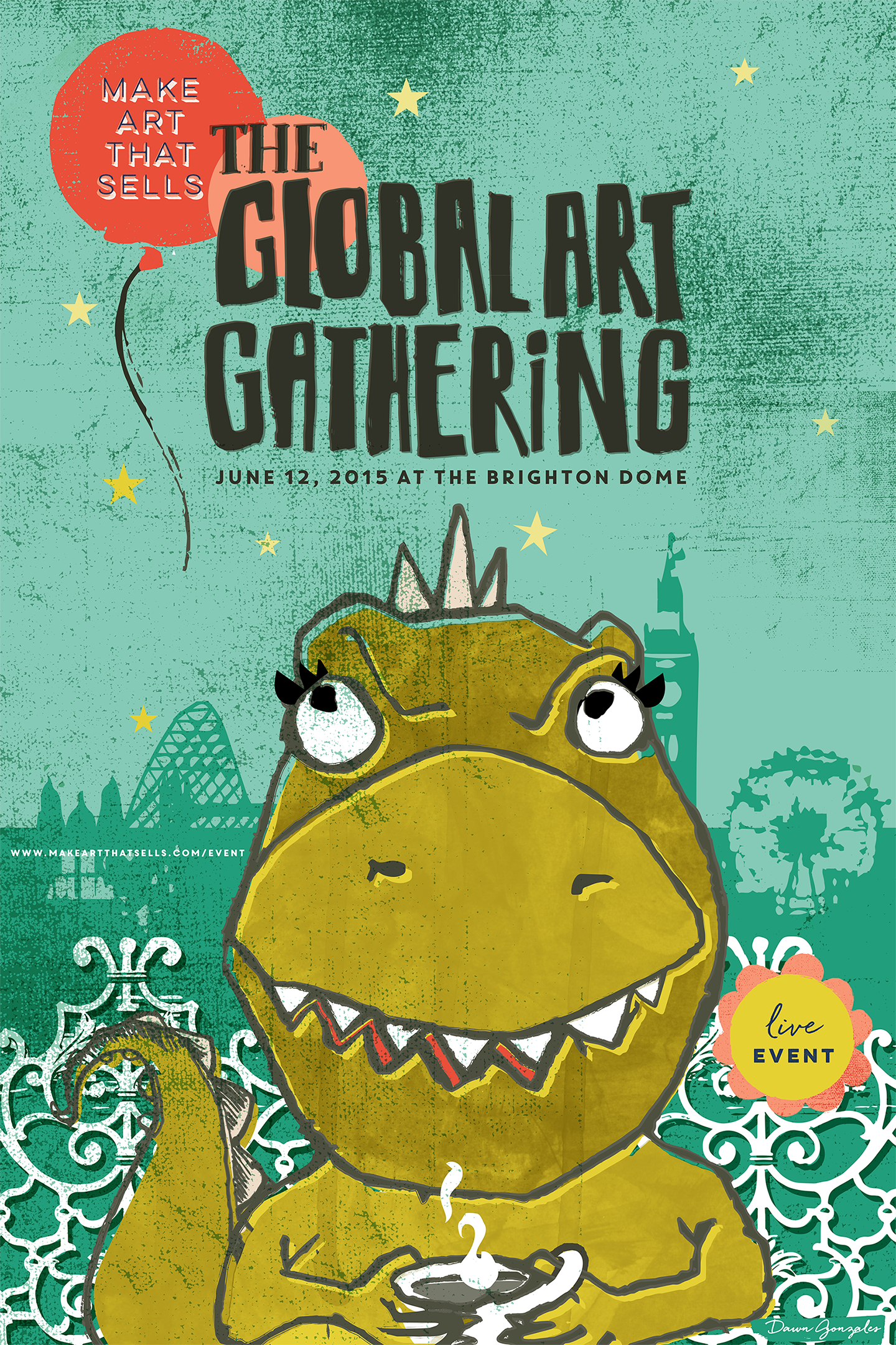 Tea Drinking Dinosaur Event Poster