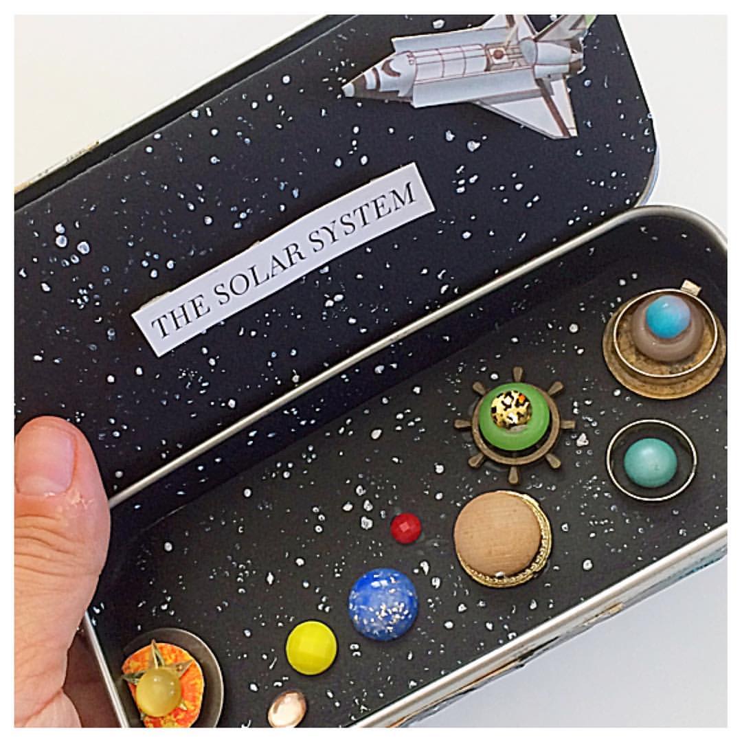 Solar System Candy Tin Diorama with Accordion Fold Inset Book