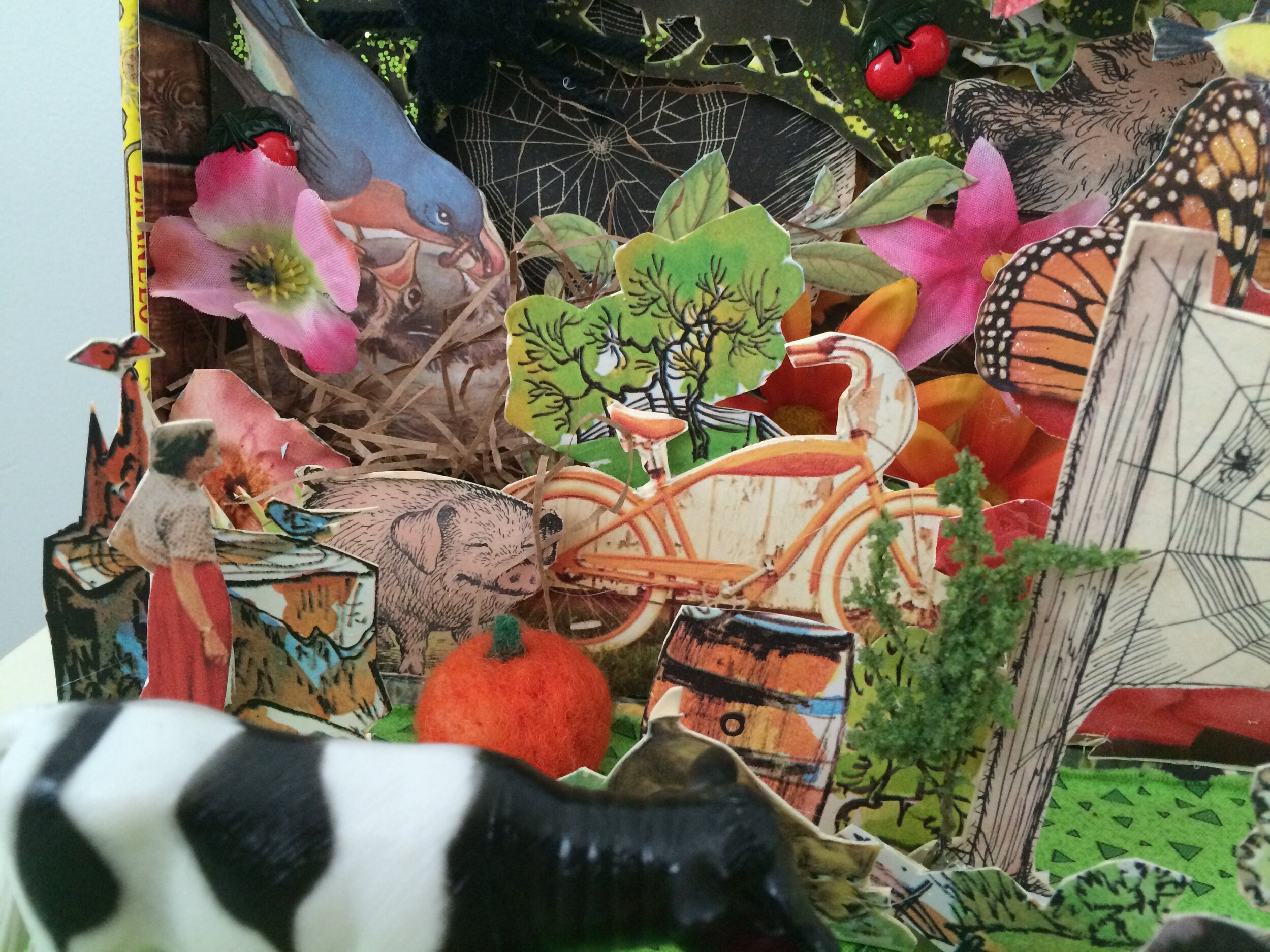 Detail - Charlotte's Web Cigar Box Diorama, 2015