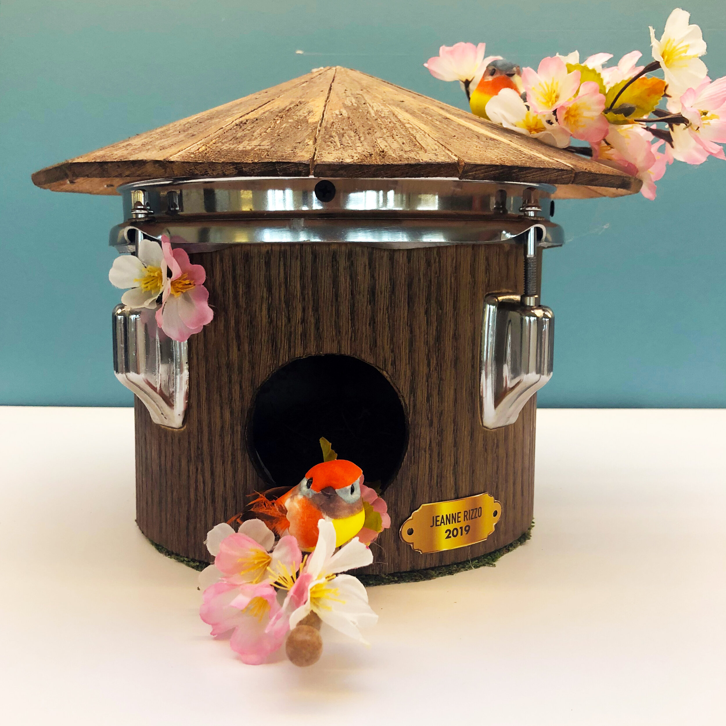 Drum Themed Birdhouse with Cherry Blossoms, 2019