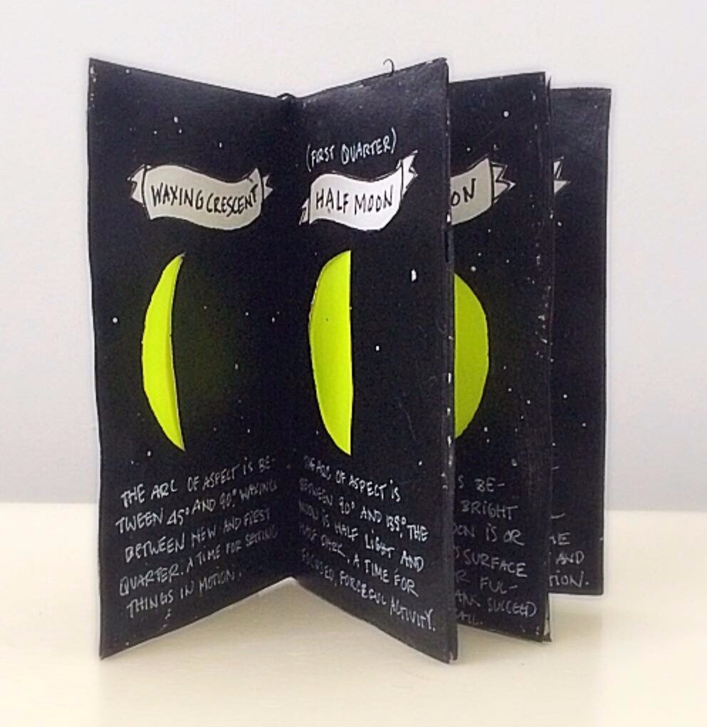 Single Sheet Folded Artist Book on the Lunar Phases, 2015