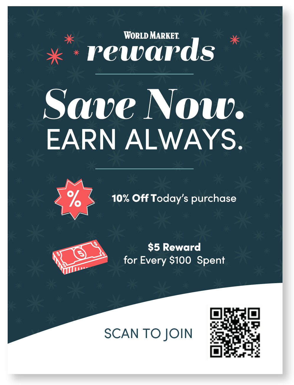 World Market Rewards Loyalty Signage