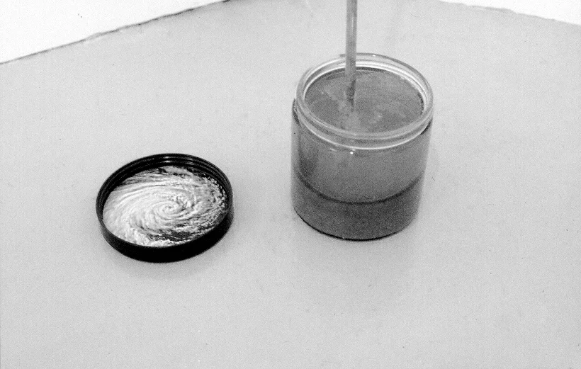 "Wave Juice" detail - 1998, Glass jar, sand, ocean water, glass pipette, digital inkjet print
