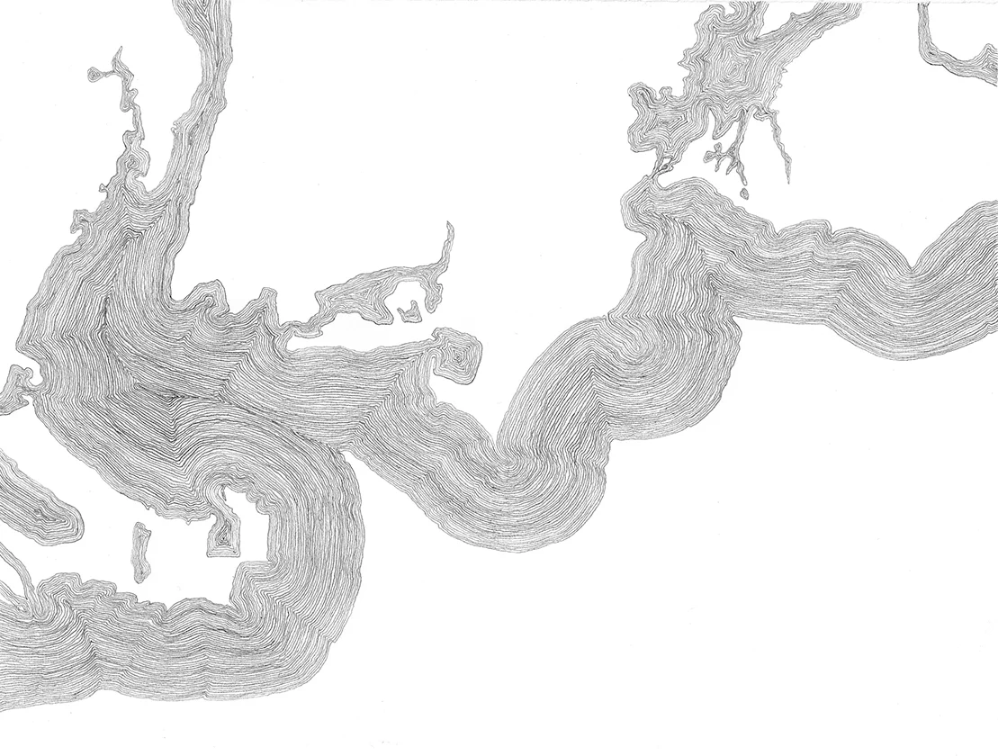 "Compo/Saugatuck swim " 2014, 11x8.5", graphite on paper