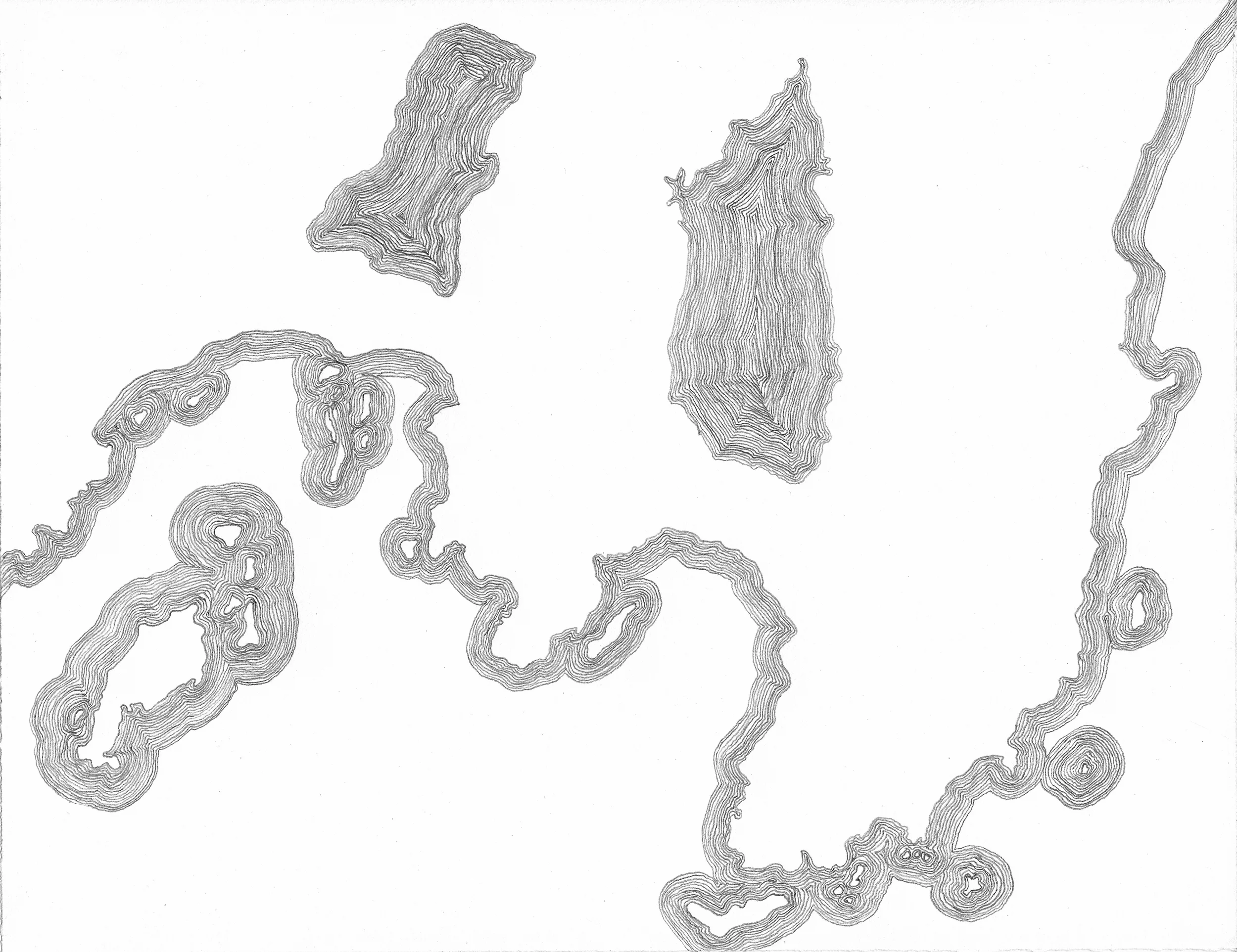 "Hazzards, Gooseberry, Cliff Walk swim", 2016 11x8.5", graphite on paper