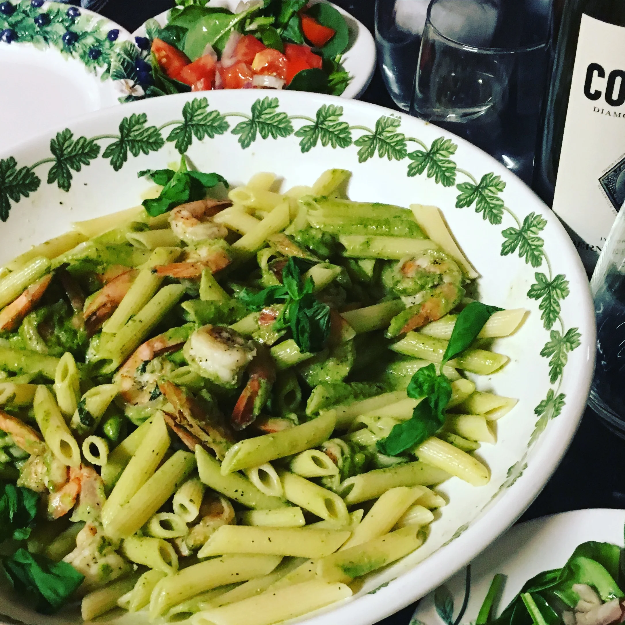 Pesto Penne Pasta with Shrimp 