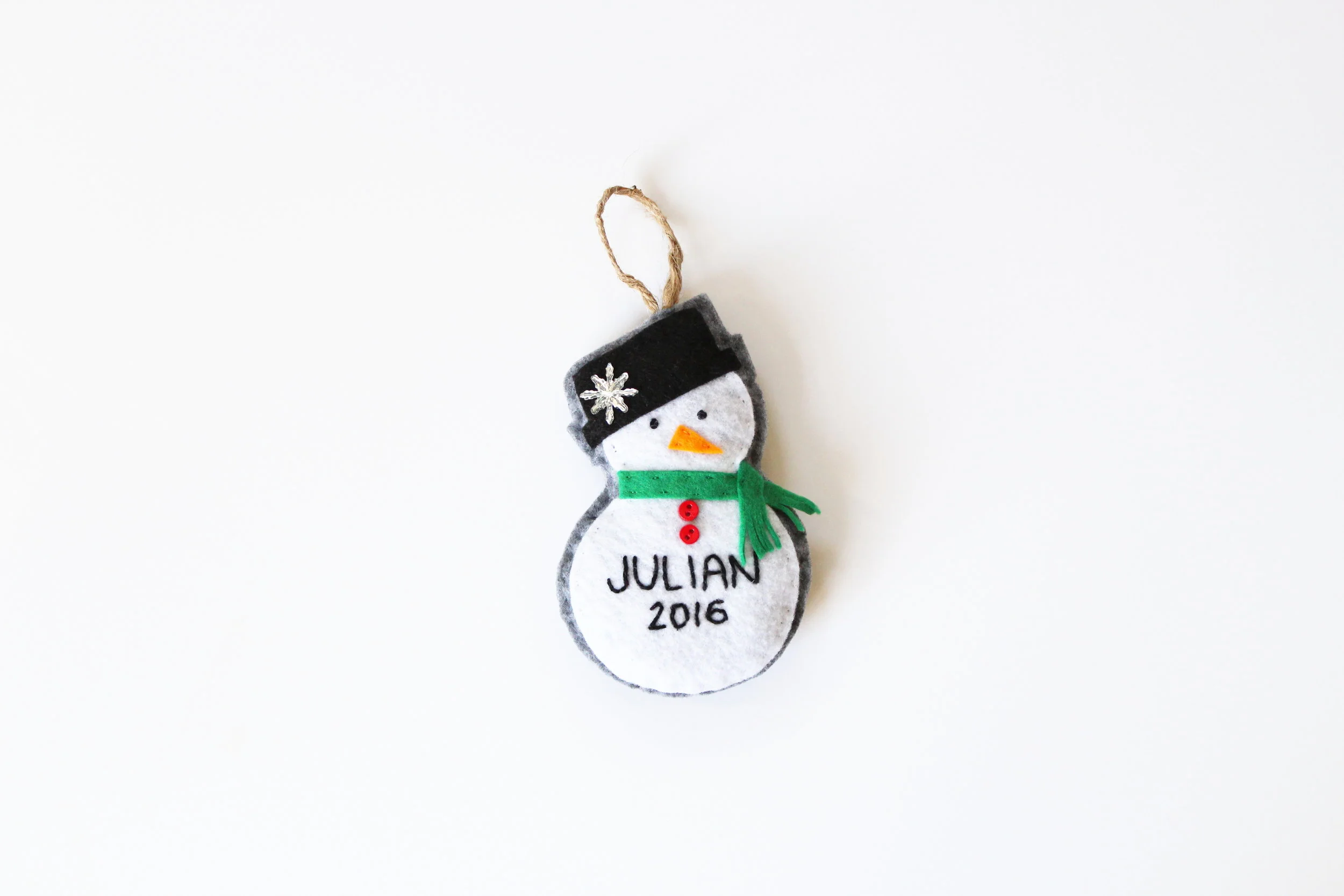 Custom holiday snowman ornament for preemies from Silly Ollie