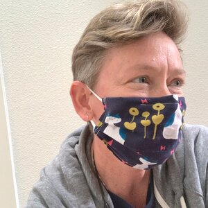 Make your own cloth mask to prevent spread of Coronavirus / COVID19. Displayed here on designer, NICU nurse Trish Ringley.
