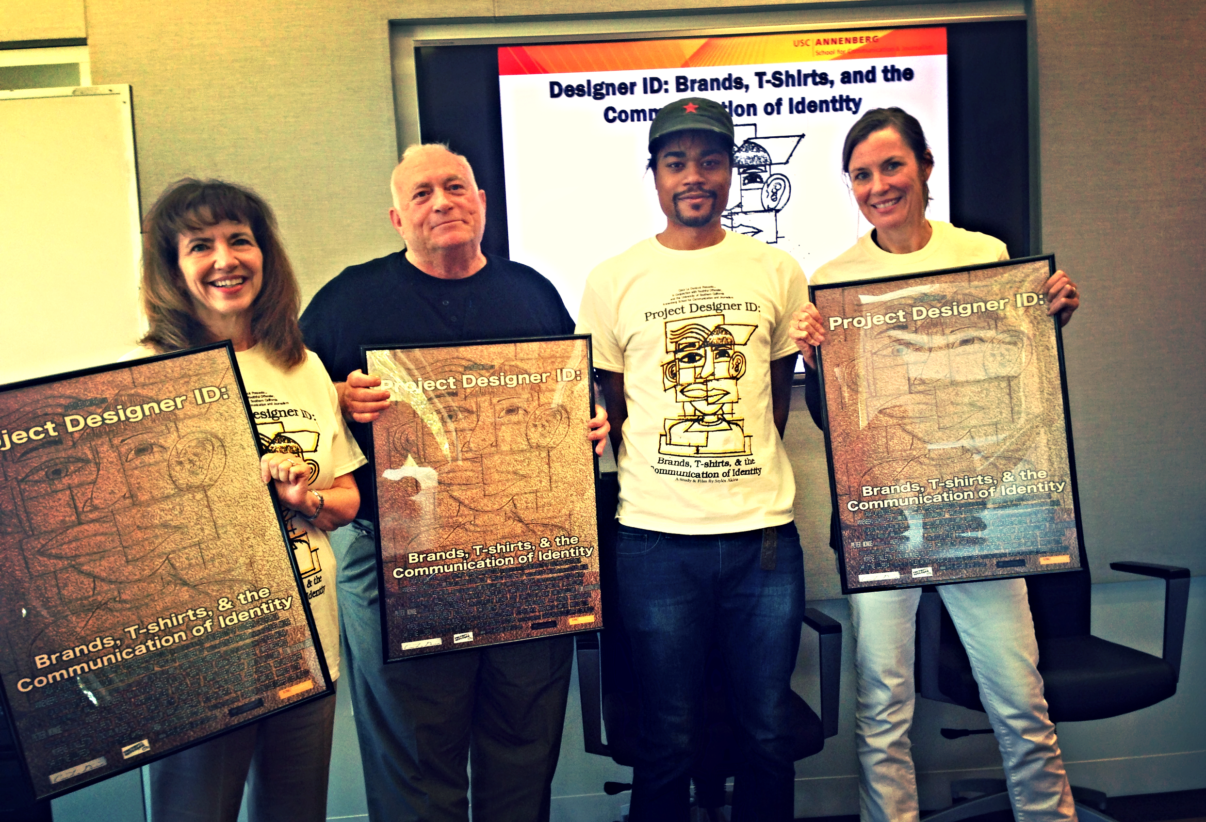 Stylés Akira after defense with committee members (l to r) Patti Riley (Co-Chair), Michael Cody, and Andrea Hollingshead (Co-Chair).