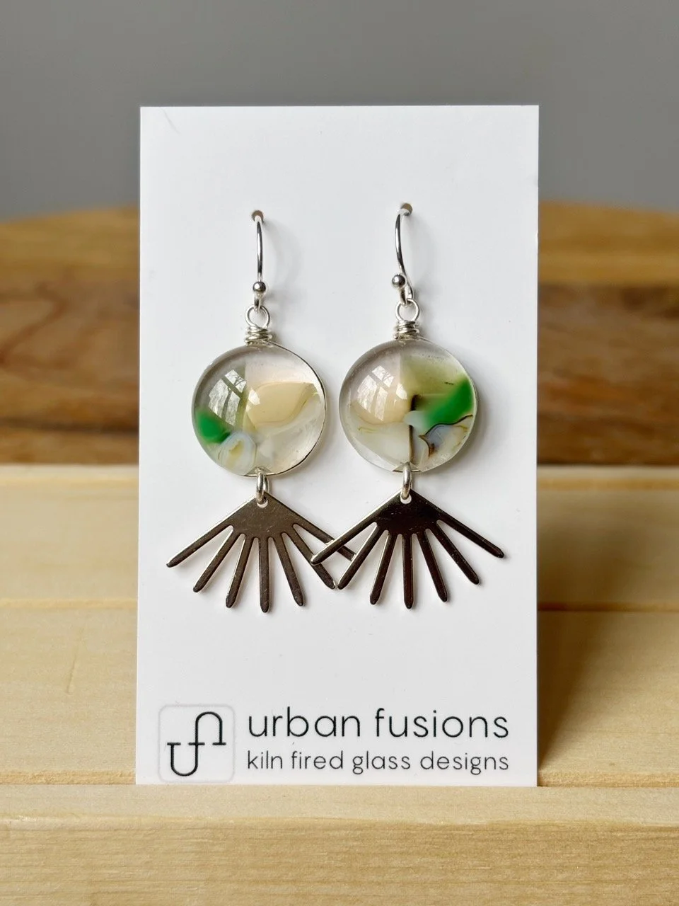 dangle earrings // peach + green