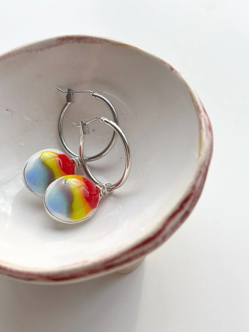 glass hoop earrings // clear rainbows // silver