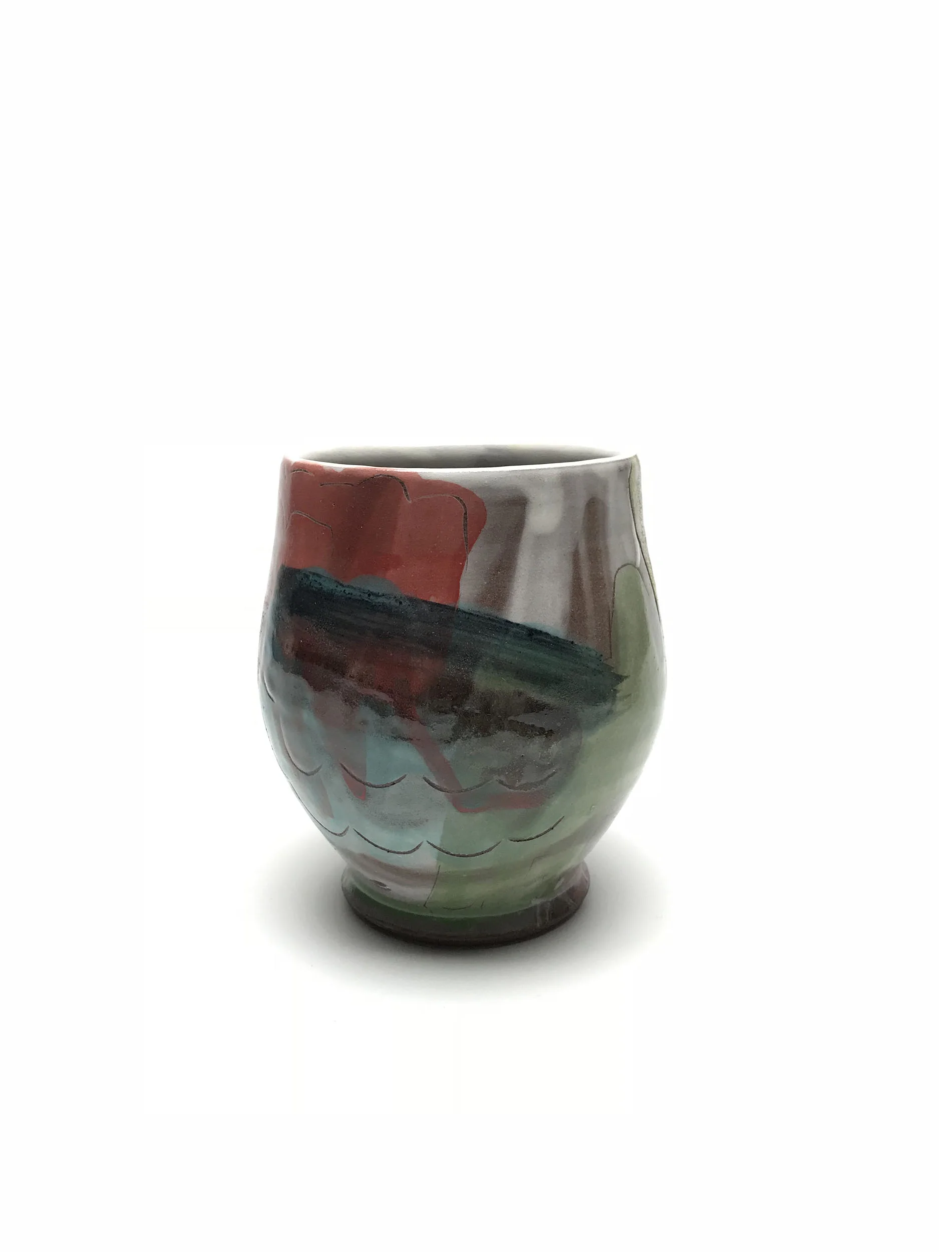 Teabowl Earthen Red Clay, Slips, Underglaze, Glaze