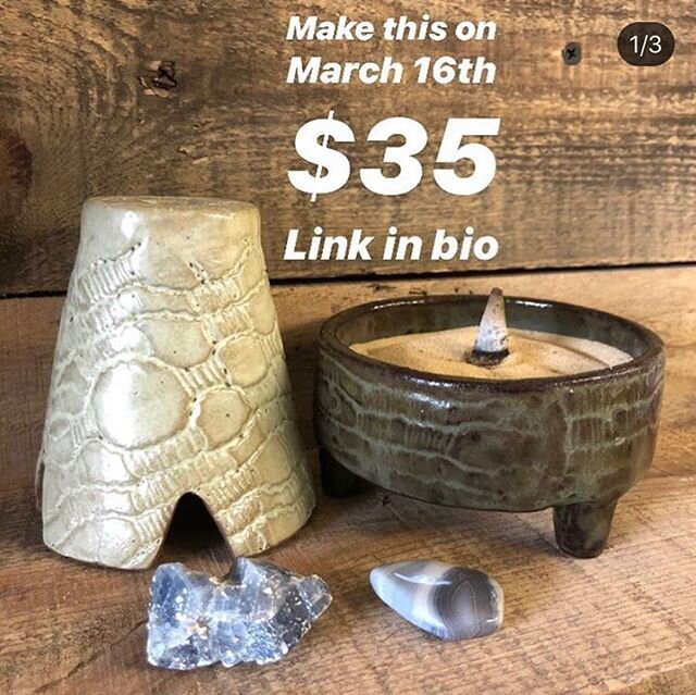 We have some ah-mazing events coming up over @studiotmceramics ! First up is @thatailyndaho Incense Burners! She made the demo and tested it and there&rsquo;s a video over on our page of it! Head over to our website to register! #gnv #makersgonnamake