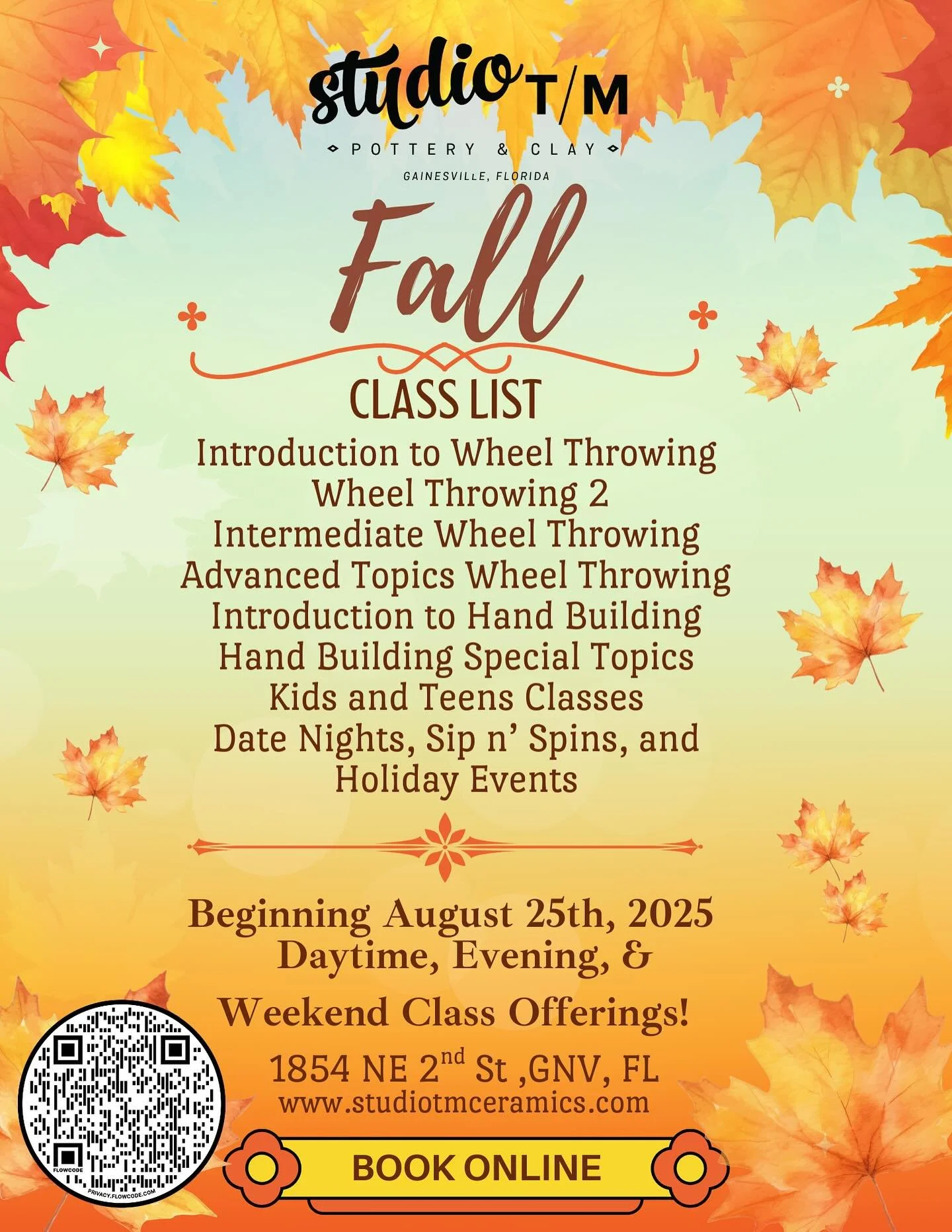 It&rsquo;s back to school week and we&rsquo;ve got a fall schedule ready for all your cooler weather dreams! We&rsquo;ve added new sections of Wheel Throwing 2, Intermediate Wheel, and an all new Advanced Topics in Wheel Throwing Class. Hand building