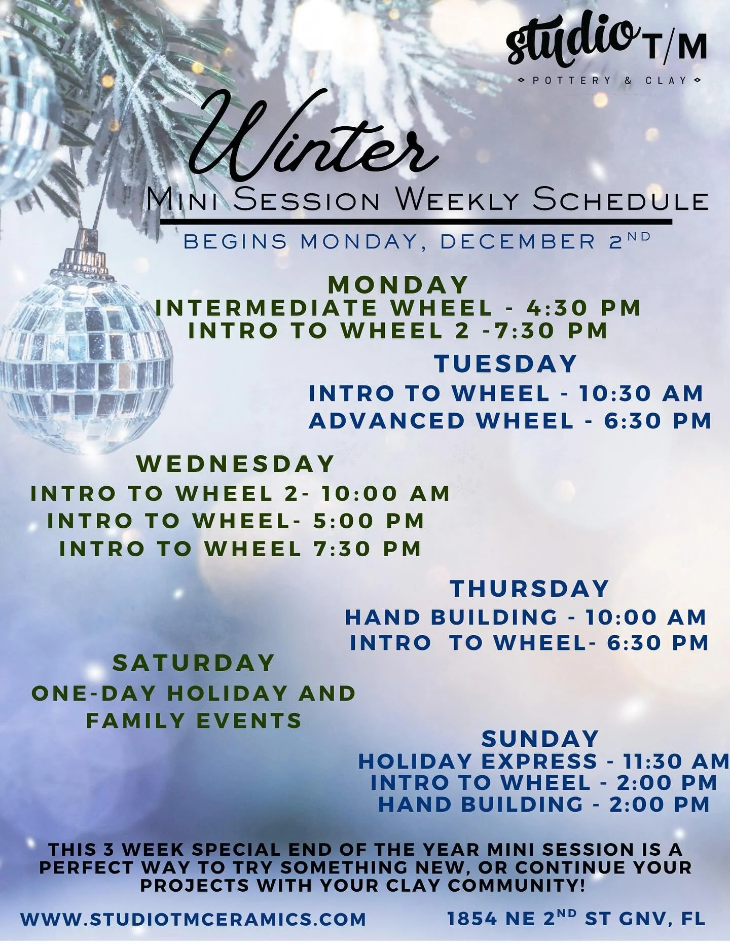 For our end of the year celebration we&rsquo;ve got a 3-week mini session! This December session will run the first 3 weeks of the month, giving our makers special time to continue projects from current classes, and a couple of special classes for th