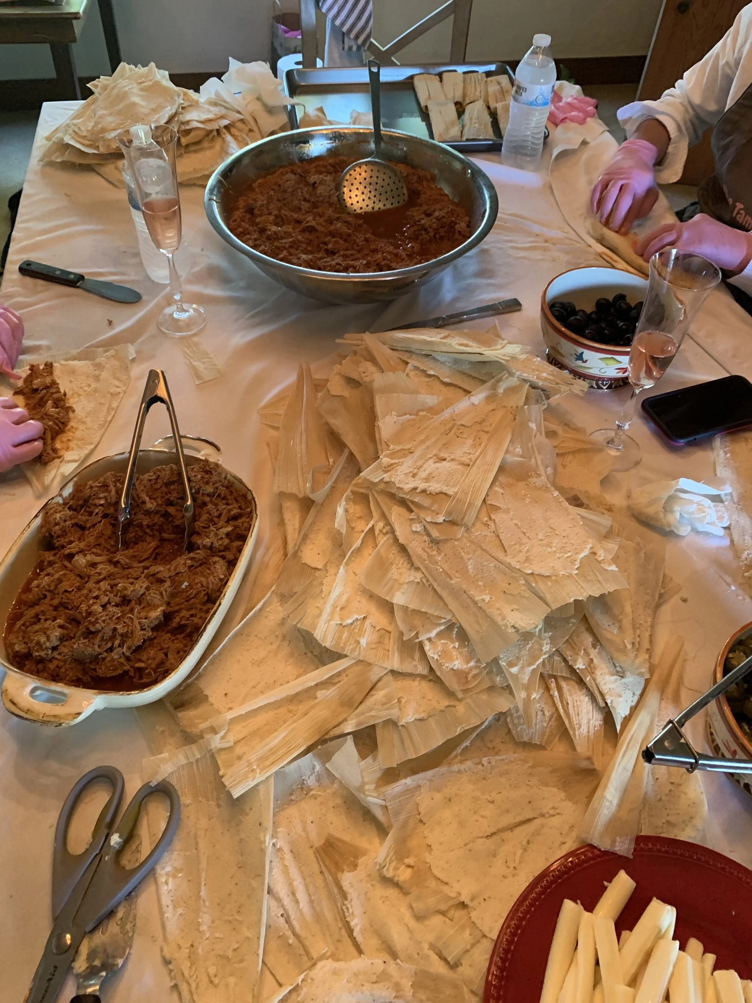 Image of table tamales and Pork.JPG