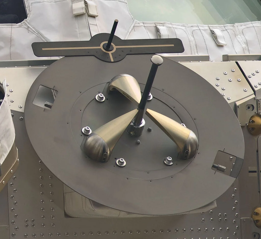 Closeup of a grapple fixture on ISS