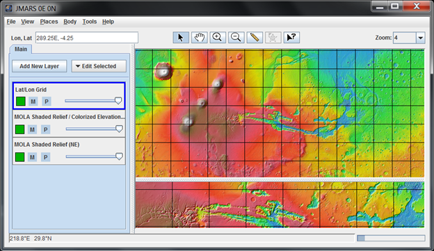 A typical JMARS view