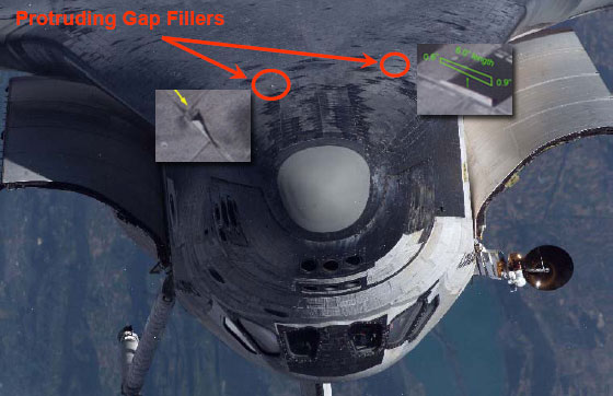 Protruding gap fillers on STS-114