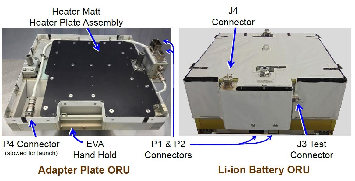 Photos of the assembled adapter and battery
