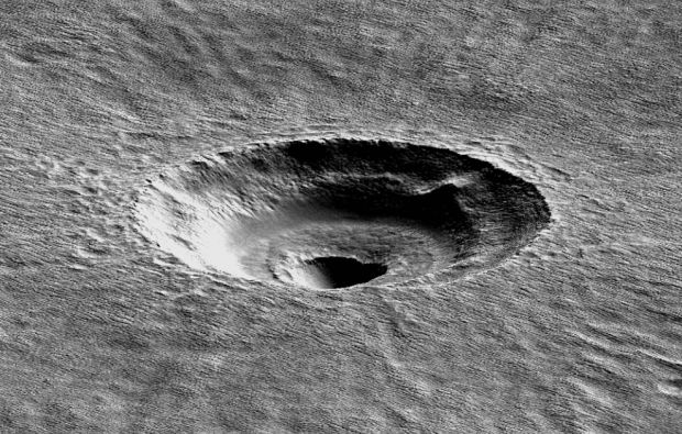 A terriced crater in Arcadia Planitia