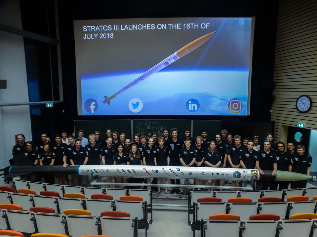 The DARE team behind Stratos III during rollout