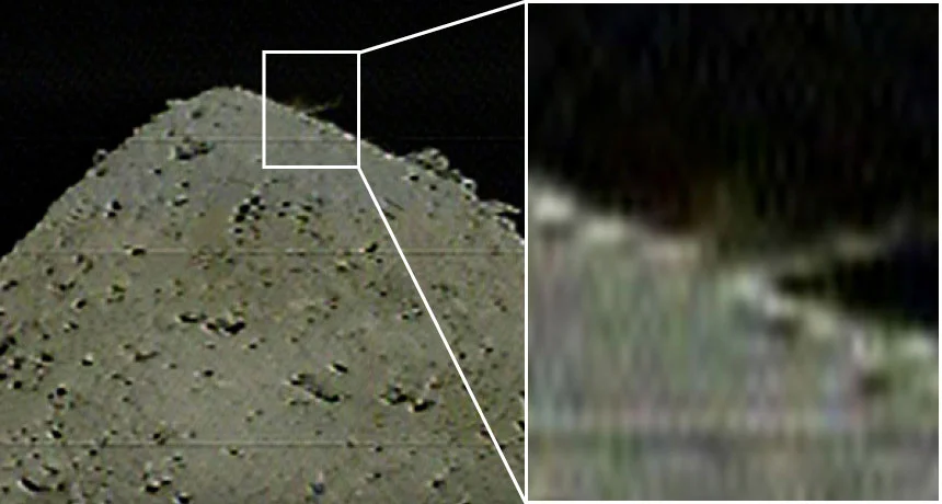 Dust plume rising from Ryugu’s surface