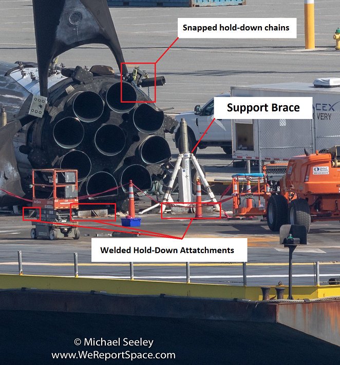 SpaceXFleet’s annotated version of Michael Seely’s Arabsat-6 booster image .