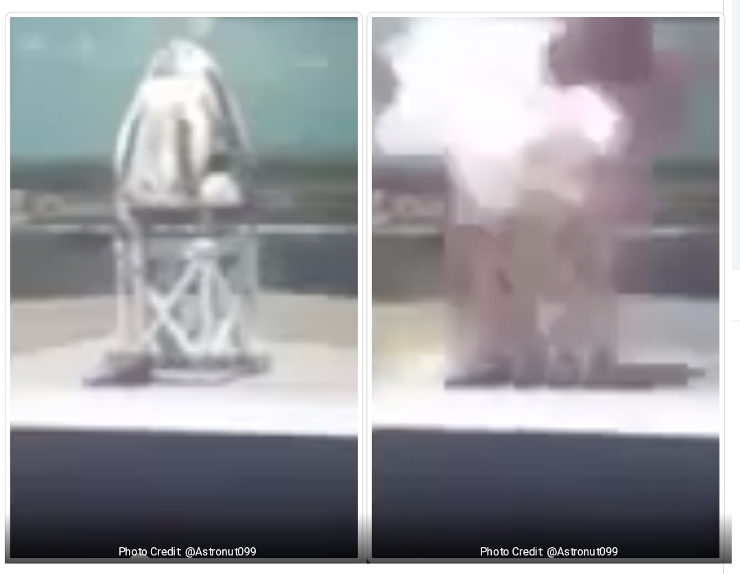 The only public photos of the Crew Dragon explosion.