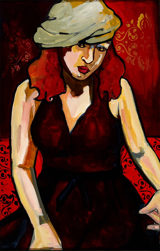 20 Portrait of Marissa with Green Hat on Red Couch.jpg