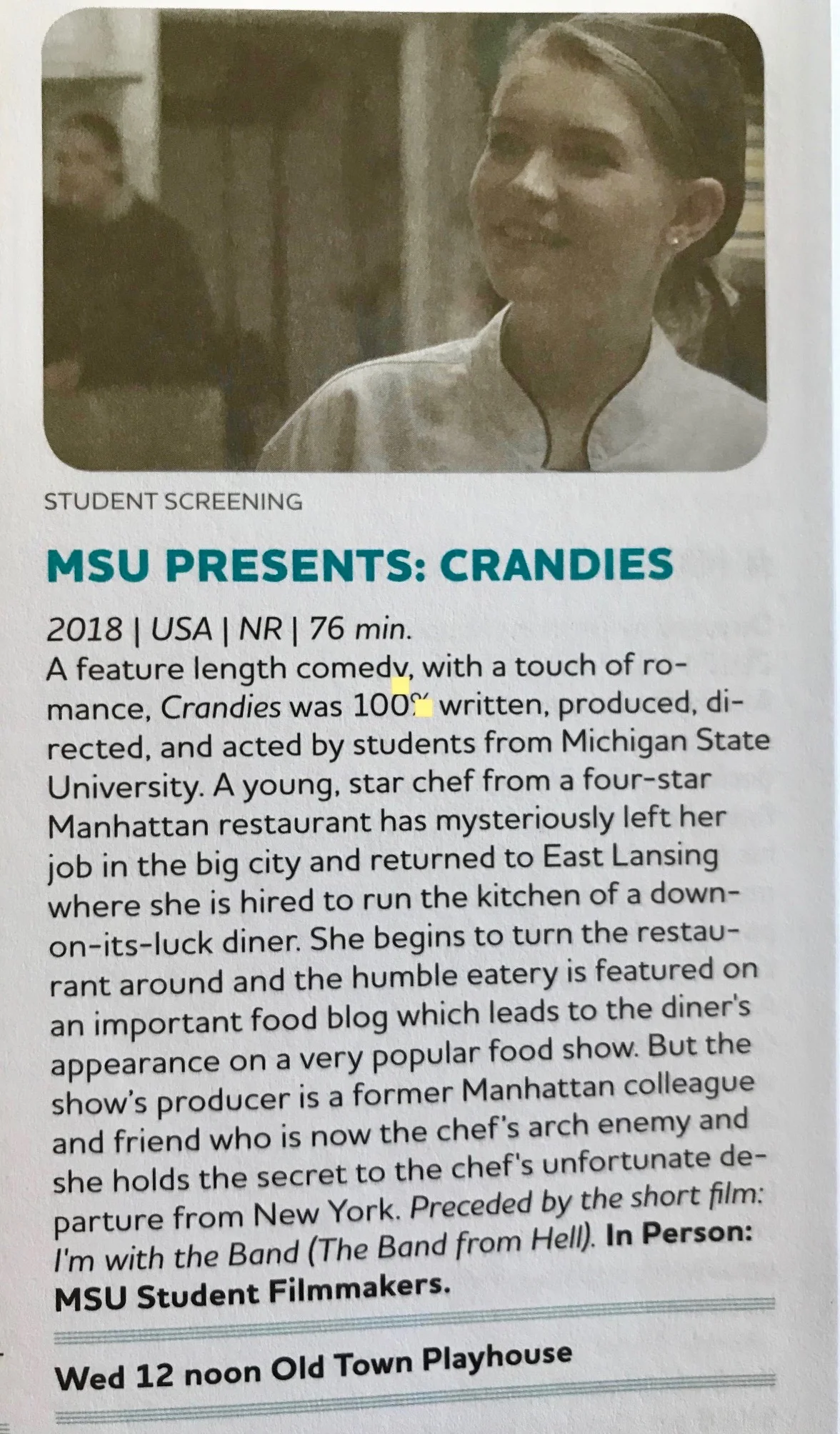 T2F4 Crandie's Listing for Traverse City Film Festival