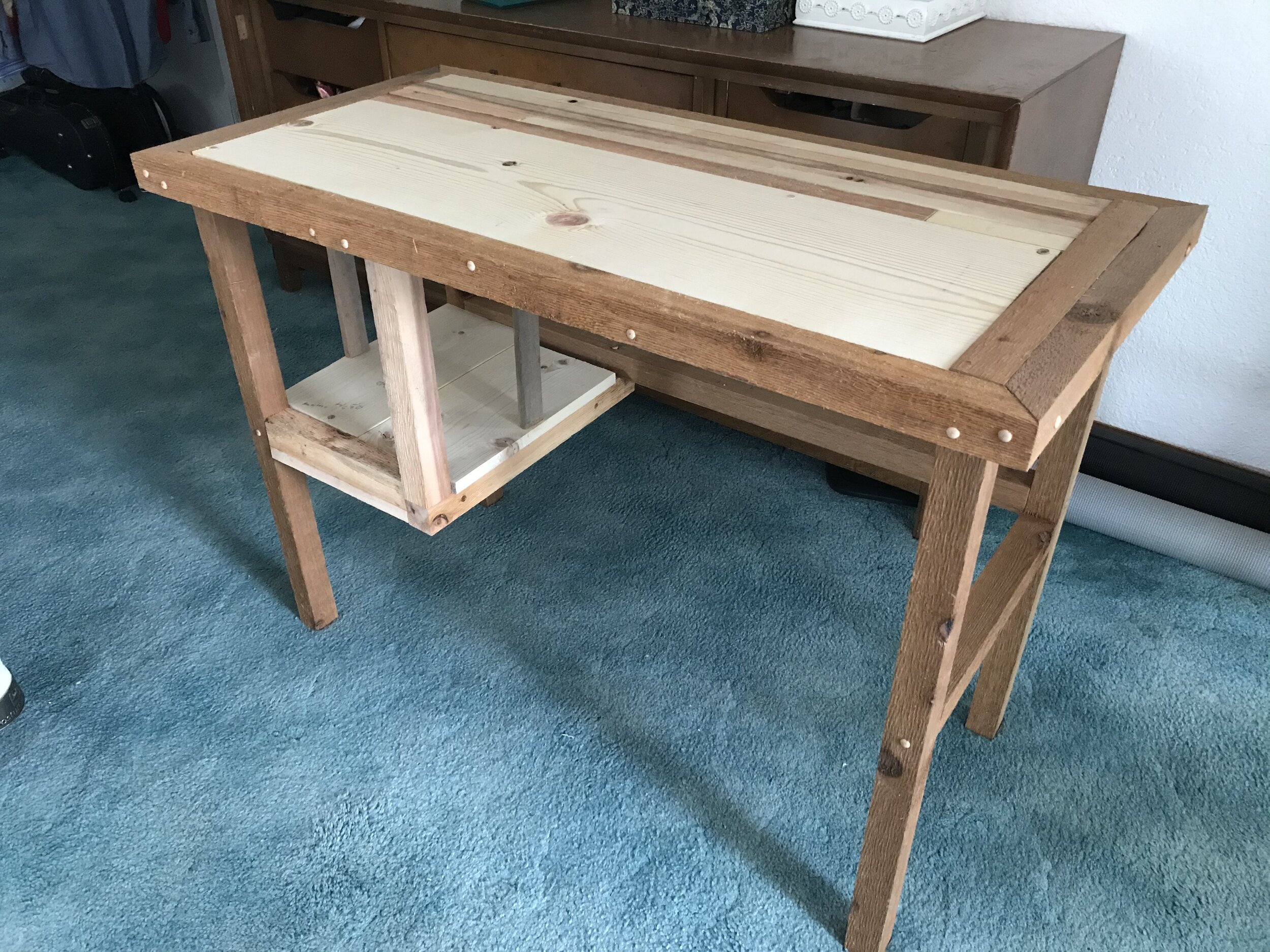 Quarantine Desk made out of Reclaimed and Scrap Lumber 