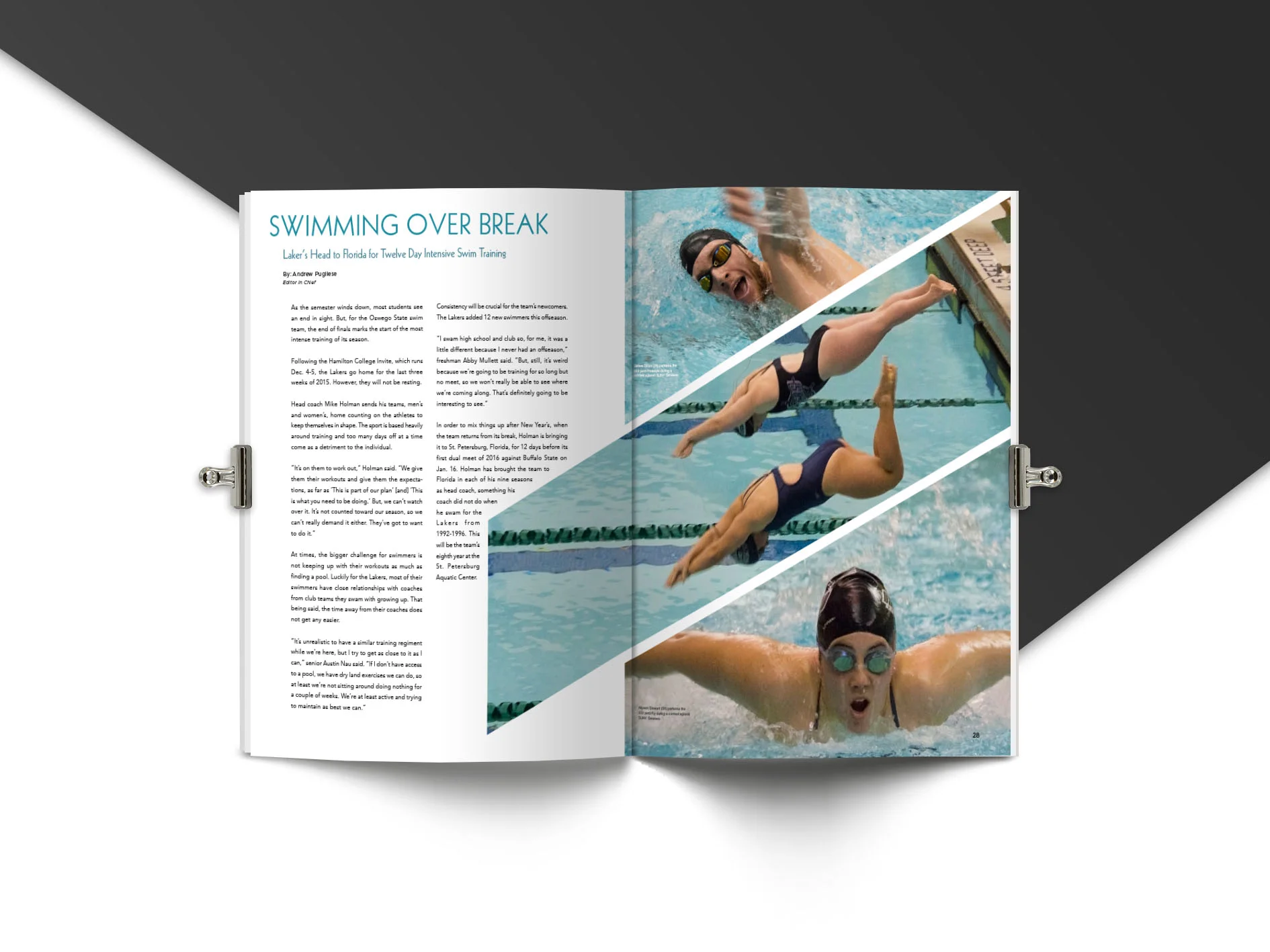 LAKERS MAGAZINE INTERNAL: SWIMMING OVER BREAK SPREAD, 2016