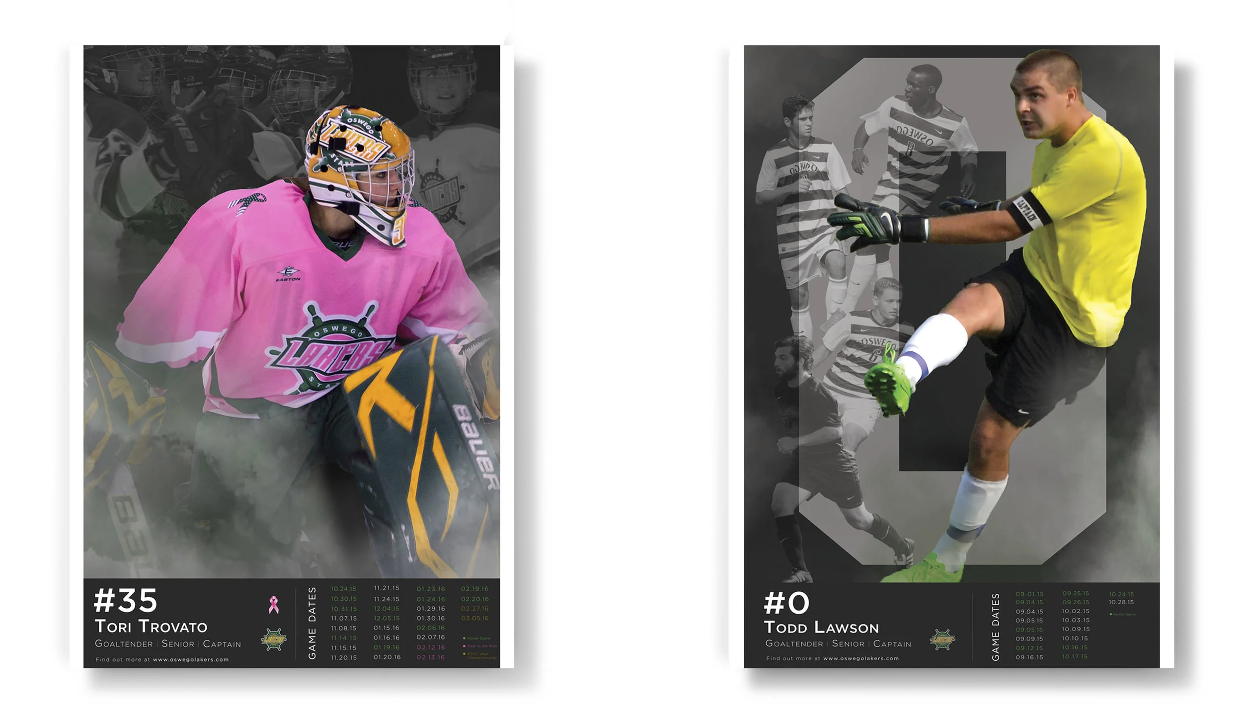 Women's Ice Hockey and Men's Soccer Schedule Posters, 2016
