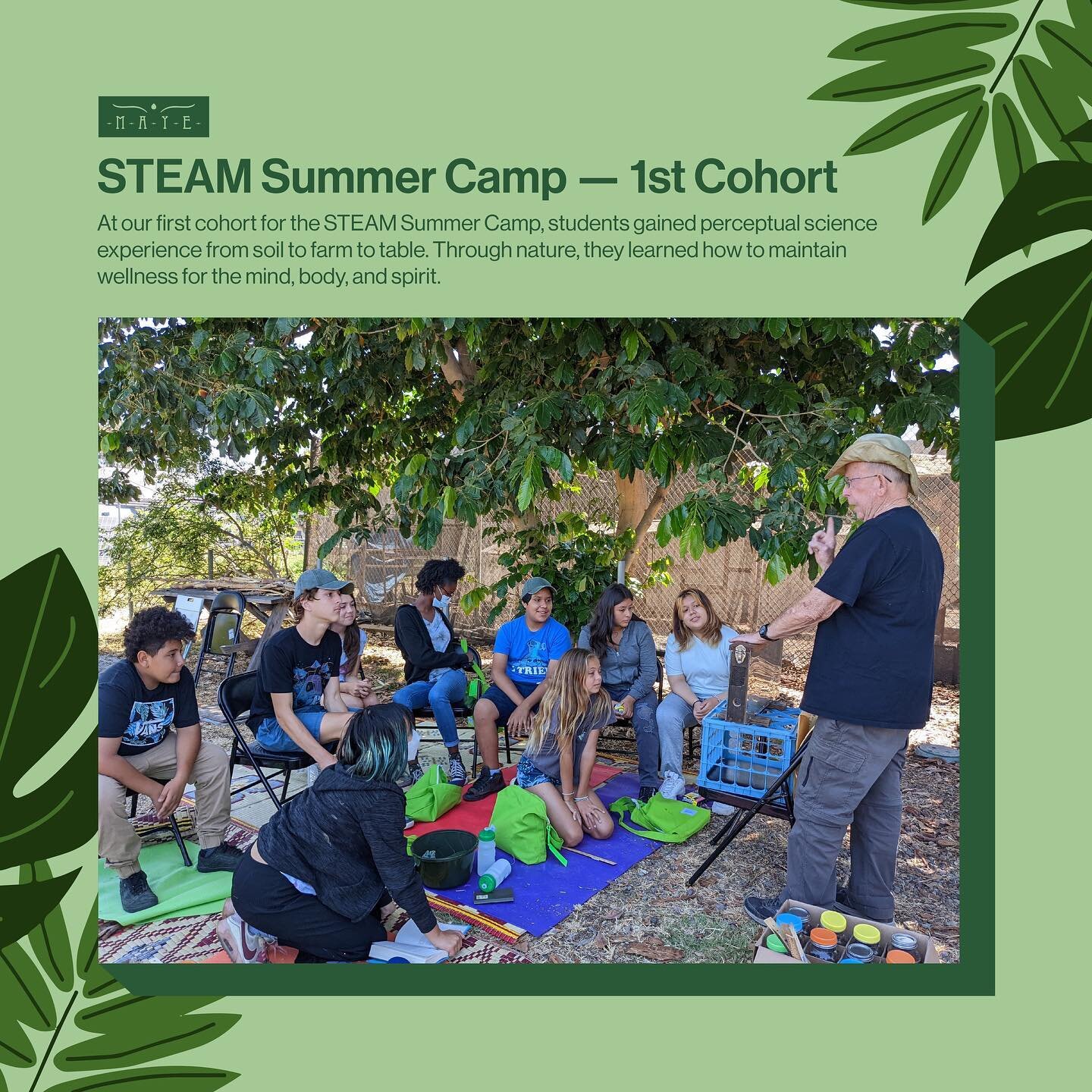 🌈 Take a look at our first cohort for the free STEAM Summer Camp! 

🌳 Students gained perceptual science experience from soil to farm to table. Through nature, they learned how to maintain wellness for the mind, body, and spirit. 

🎨 The Summer Ca