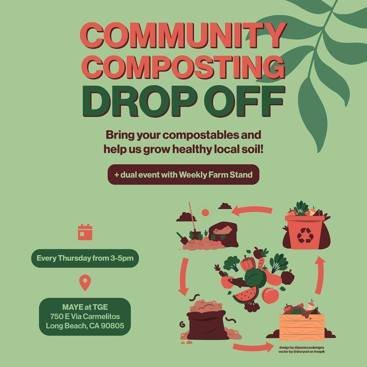 🌼 We are hosting a Community Composting Drop Off event every Thursday from 3-5pm at the Growing Experience Urban Farm! (📍750 E Via Carmelitos, Long Beach, CA 90805)

🍋 Bring your compostables and help us grow healthy local soil. Please refer to th