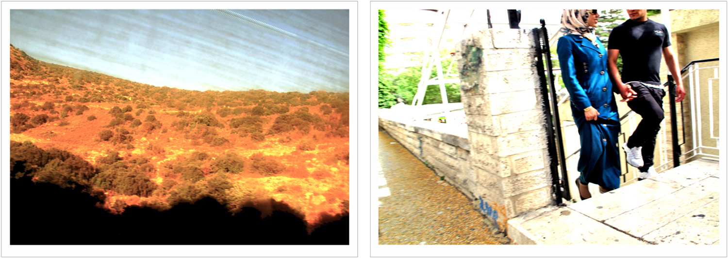 (left) 18:15, May 29, “Inside the Green Line 31°49'N 34°59’E”, (right) 14:00, June 2, “Love in Ramallah”, Area A, The Occupied Territories.